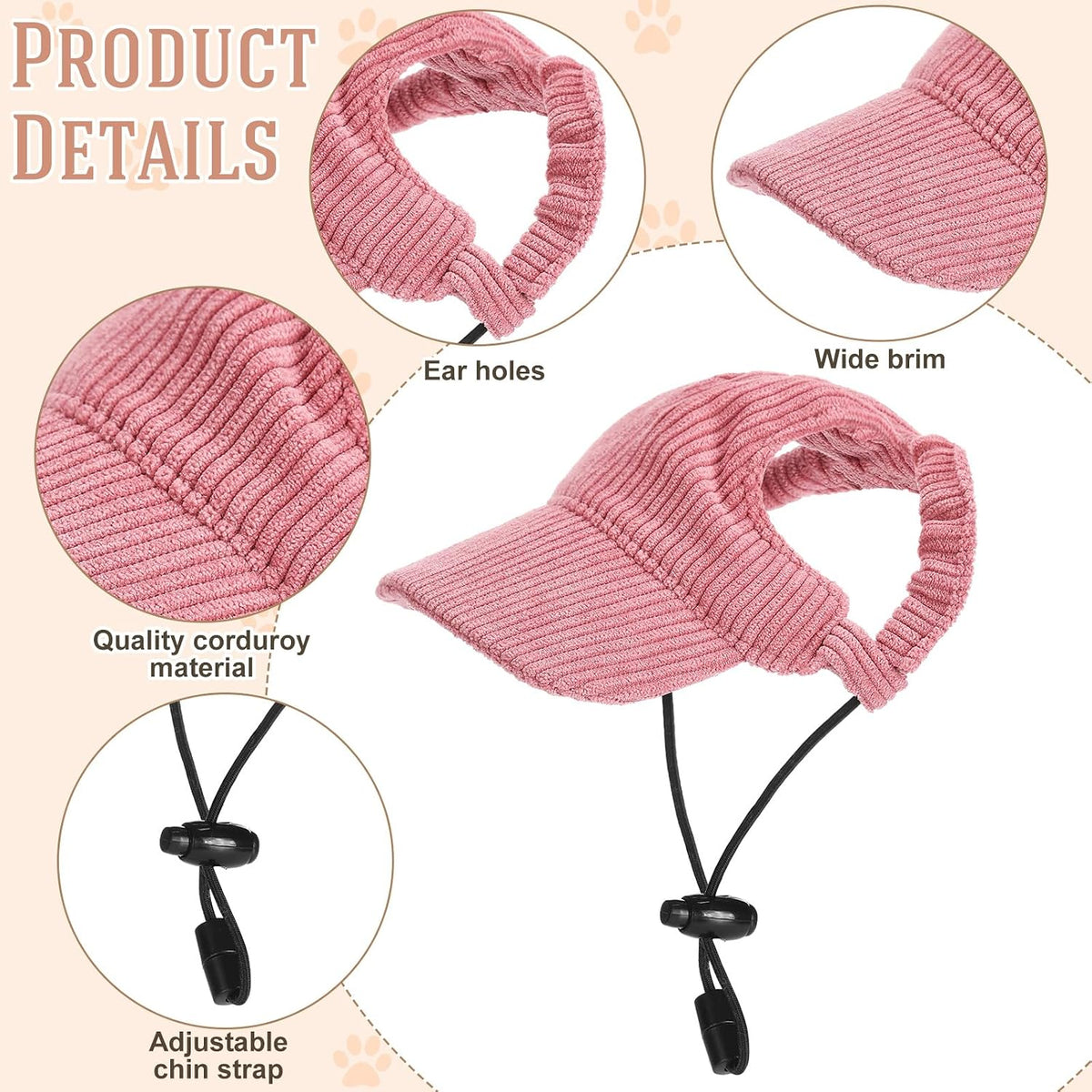 Jadive Small Dog Sun Hat with Ear Holes Dog Sunglasses, Pink