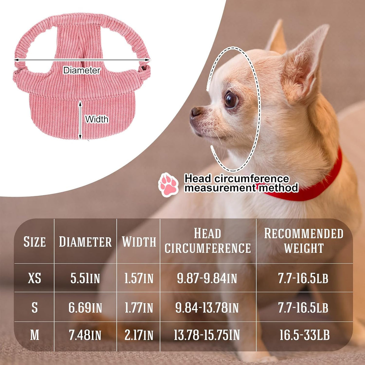 Jadive Small Dog Sun Hat with Ear Holes Dog Sunglasses, Pink