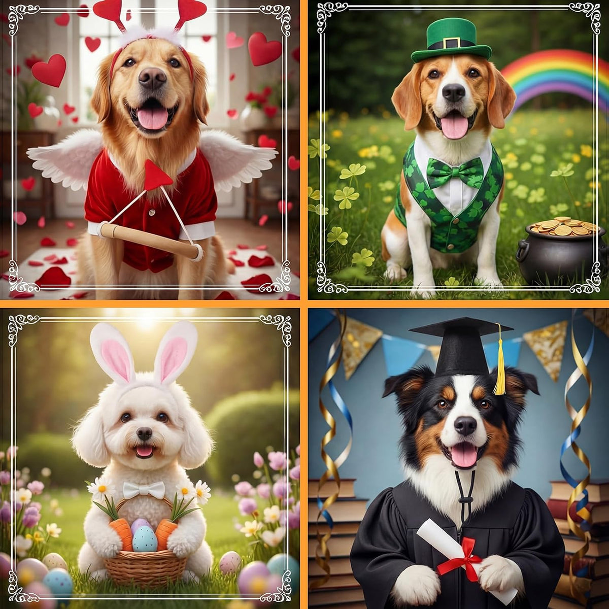 Shinymoon 9 Pcs Holiday Pet Costume Accessories, Dog Cat Festival Hats