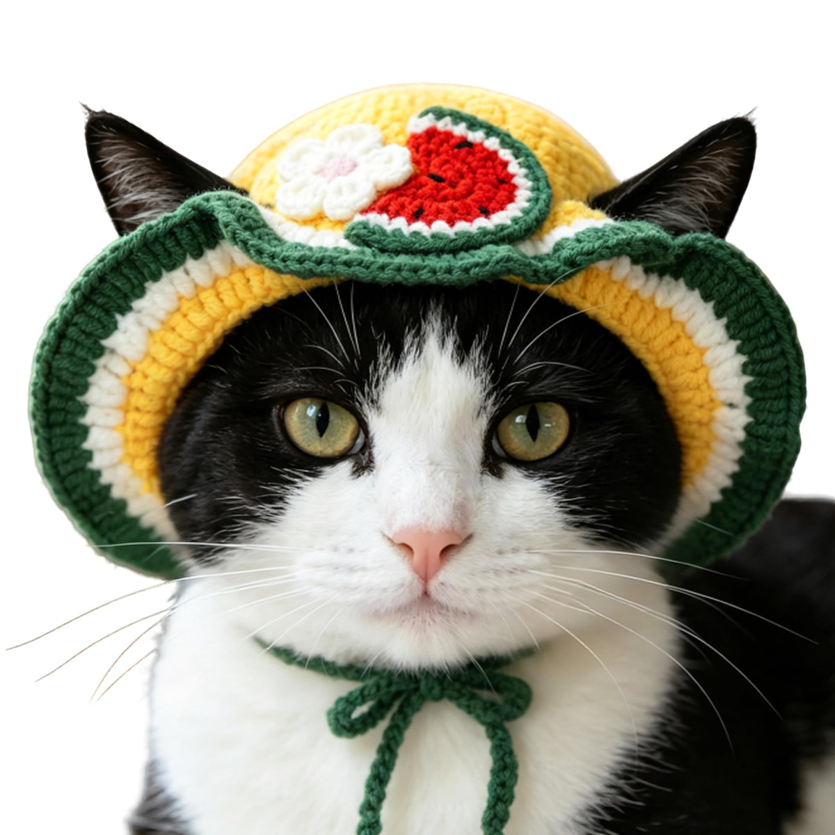 Strawberry Cat Hat, Cotton & Soft Cute Knitted Hats for Cats Birthday Party Christmas Puppy Hat for Small Pets (Red, M)