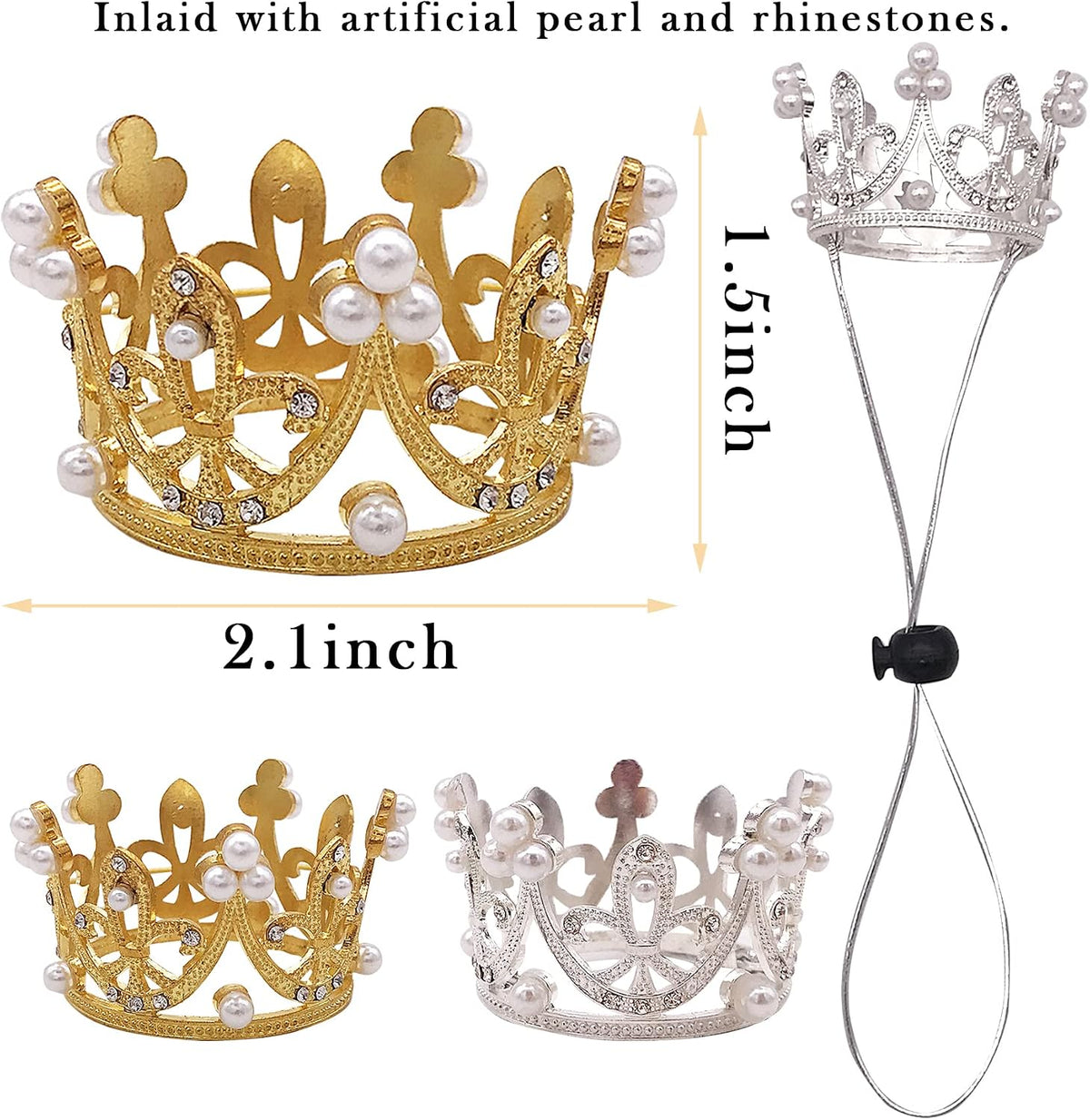 PET SHOW 2 Pack White Small Dog Crown King Queen for Birthday Party