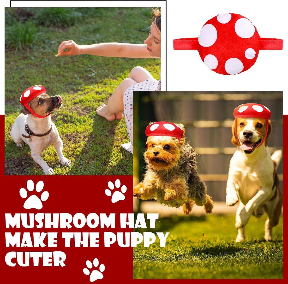 Huhumy Halloween Mushroom Costumes for Dog, Mushroom Dog Hat