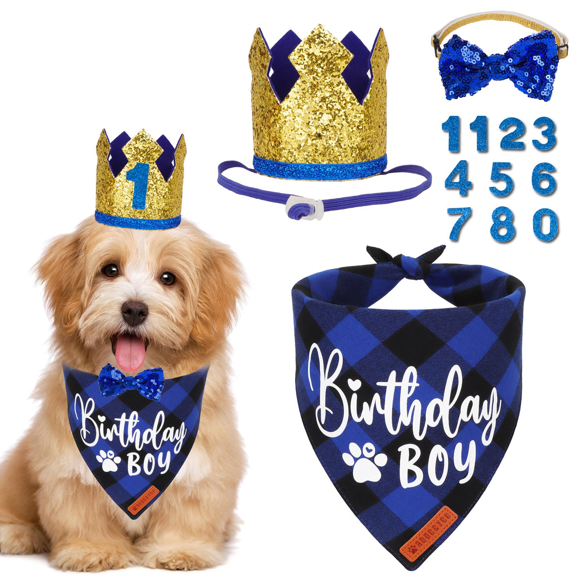 ADOGGYGO Dog Birthday Hat, Pink Birthday Girl Bandana Set, Small