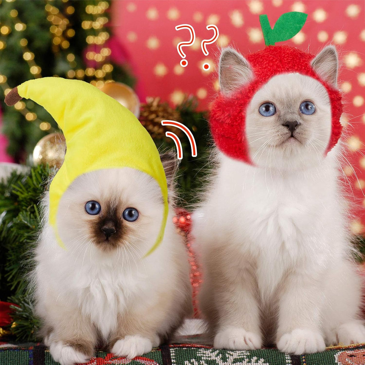 Weewooday 5 Pieces Cat Hats Costume Bunny Hat Outfit with Ears Small Dogs Kitten Puppy Party Costume Accessory Headwear(Kawaii Style)