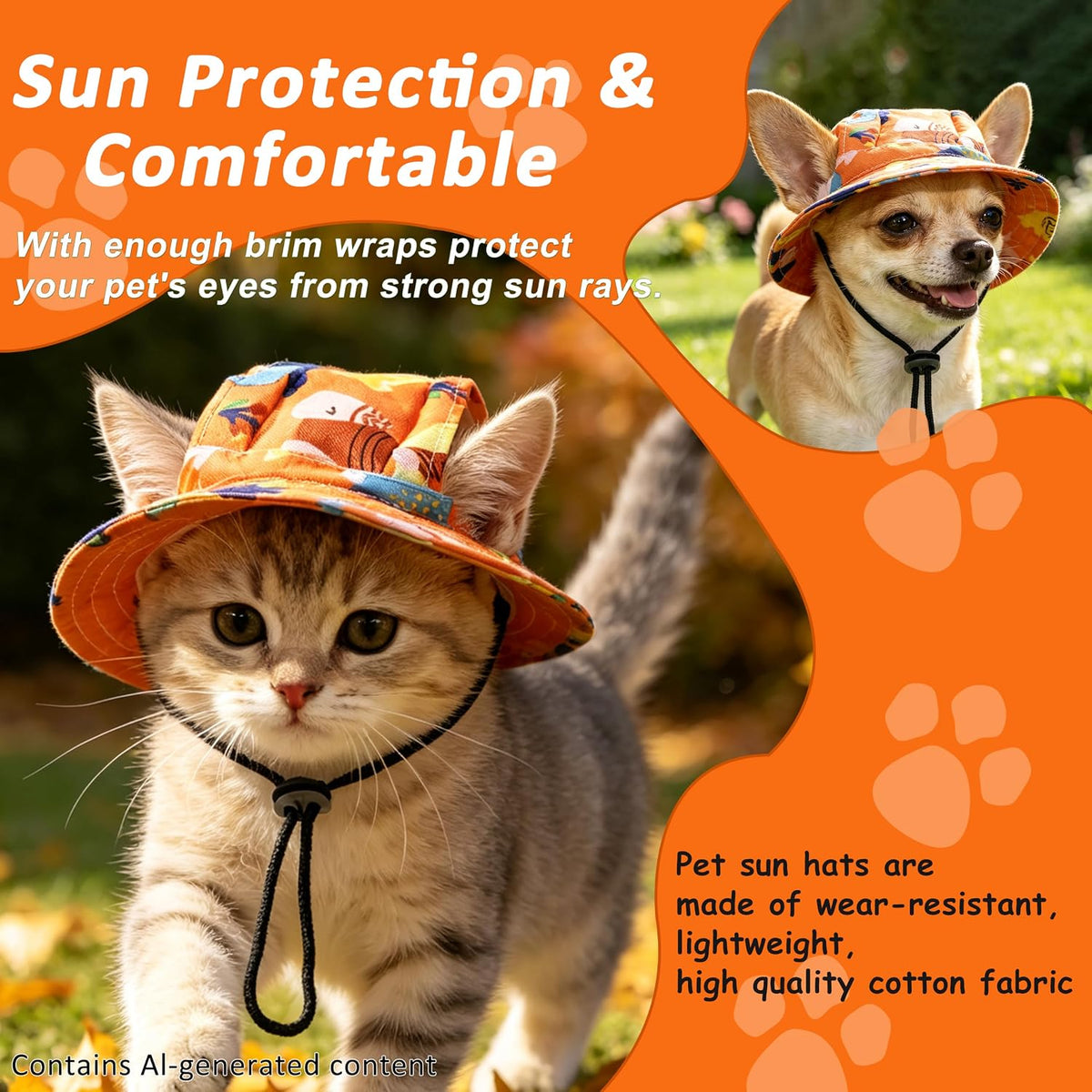 Cat Hats for Cats Only, Cat Sun Hat Sphynx Hat with Ear Hole Kitten Headwear Sun Sombrero Caps Summer Cat Cowboy Hats, Pet Chihuahua Sunscreen Baseball Outdoor Cap,Dinosaur