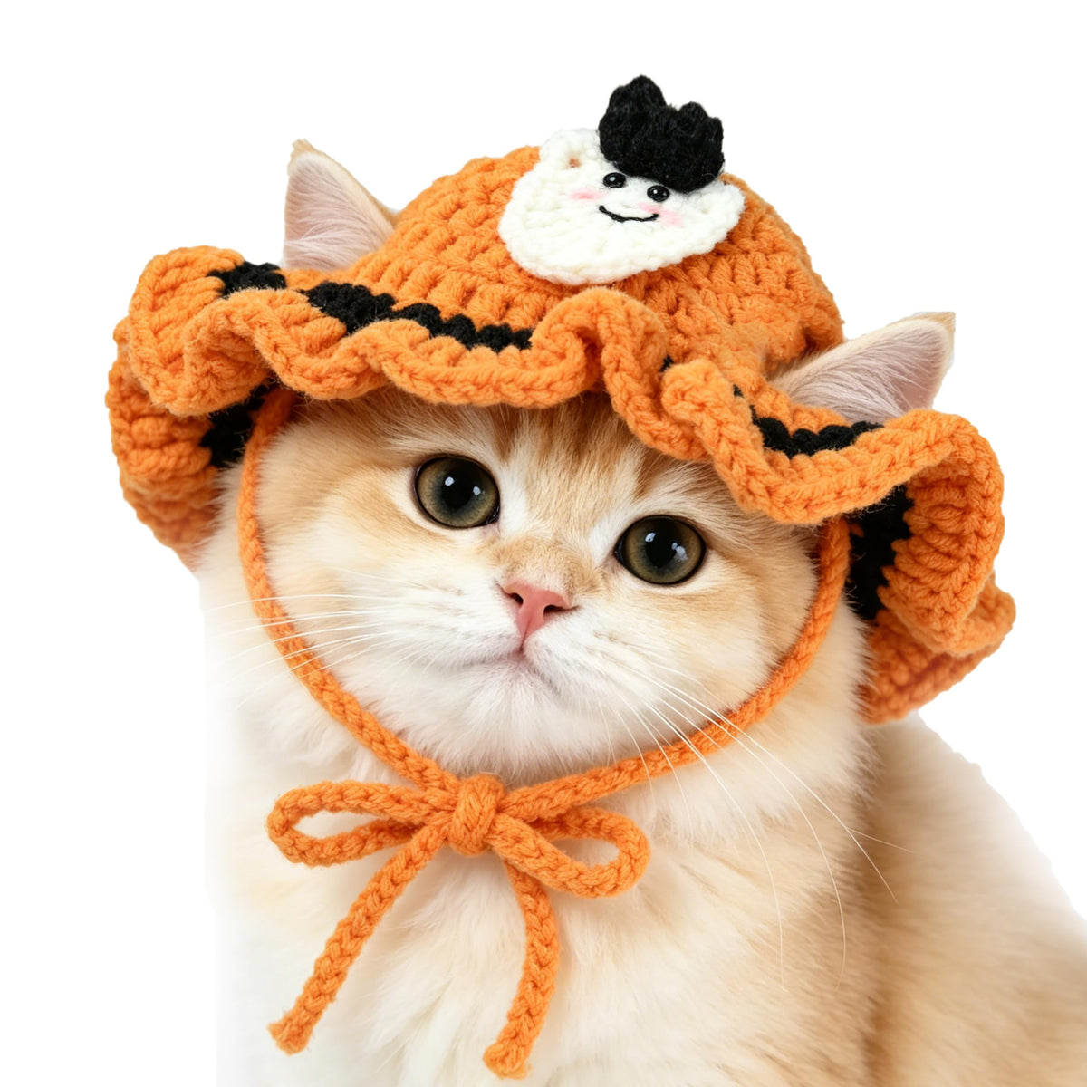 Strawberry Cat Hat, Cotton & Soft Cute Knitted Hats for Cats Birthday Party Christmas Puppy Hat for Small Pets (Red, M)