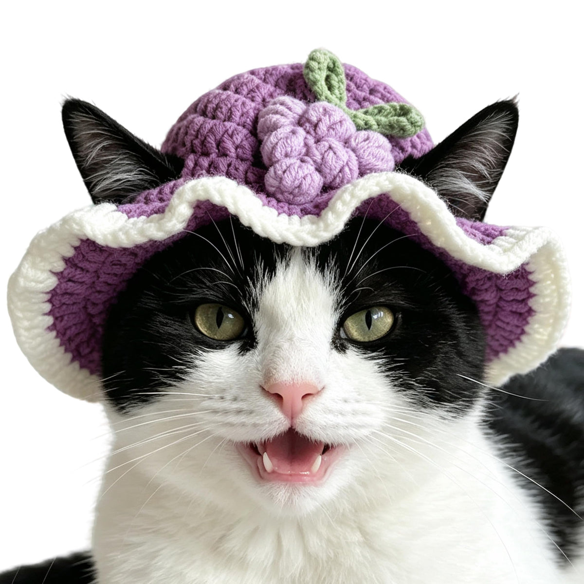 Strawberry Cat Hat, Cotton & Soft Cute Knitted Hats for Cats Birthday Party Christmas Puppy Hat for Small Pets (Red, M)