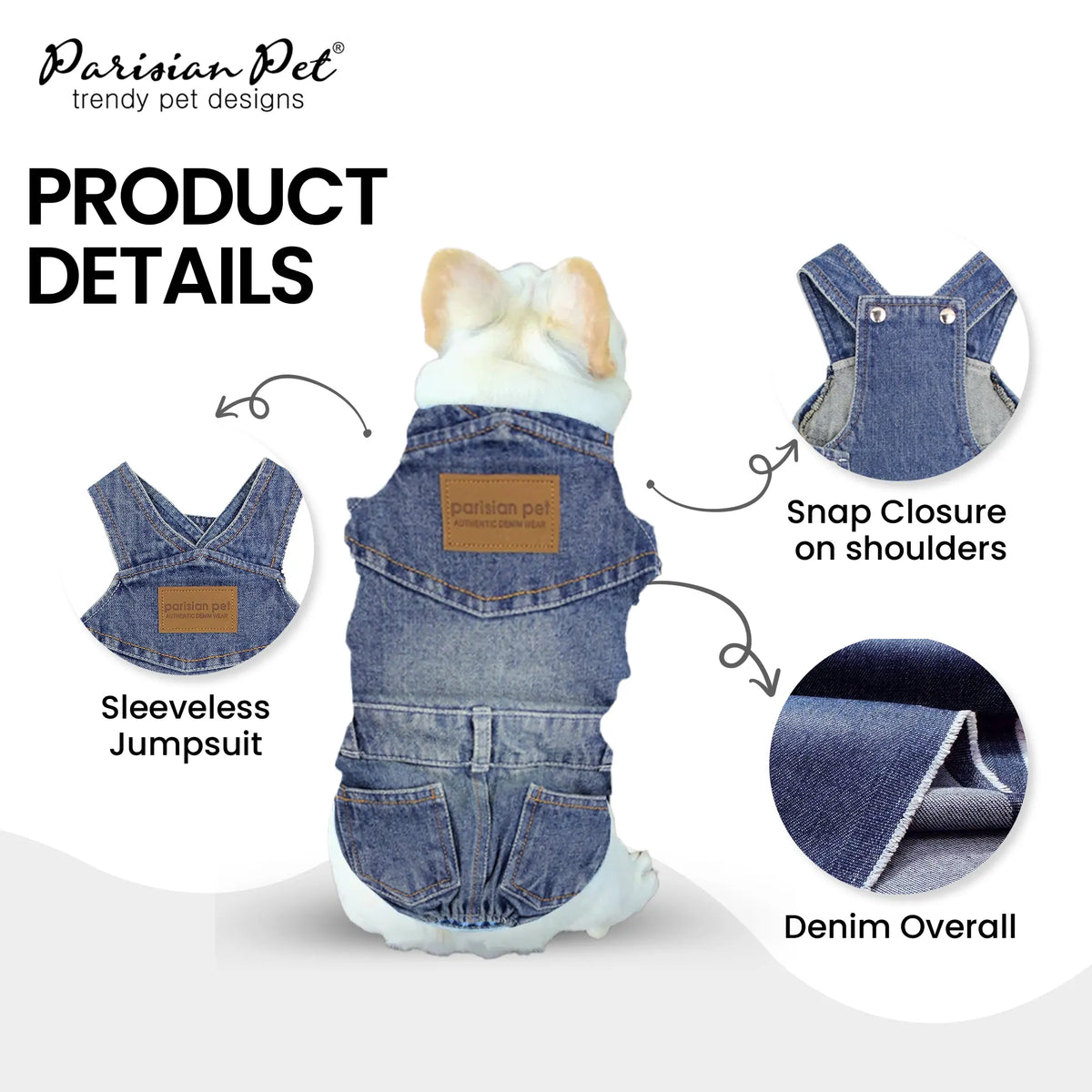 Parisian Pet 'Denim Overalls' – Durable and Trendy Pet Overalls for Dogs & Cats-Blue Costume Clothes