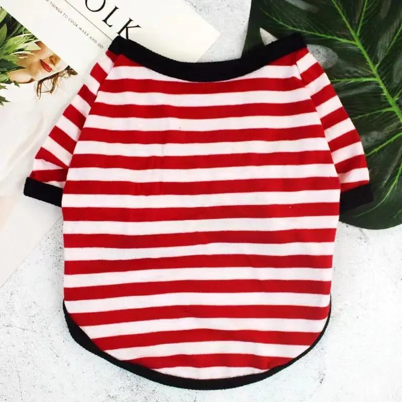 Soft Cotton Striped Casual Graphic Pet Vest - Multi-Size, Moisture-Wicking, Breathable Fabric Cooling Summer Tank Top for Small Animals (Chihuahua, Pug Puppy) Pet Clothing Accessories (S-XXL)