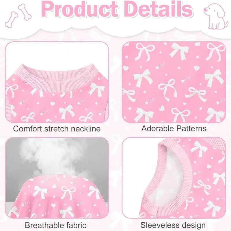 Pet Clothing, Bowknot Dog Vest, Lightweight Breathable Short Sleeve, Large Dogs, Poodle, Fashionable Pet Apparel, Puppy Clothes, Dachshund Clothes