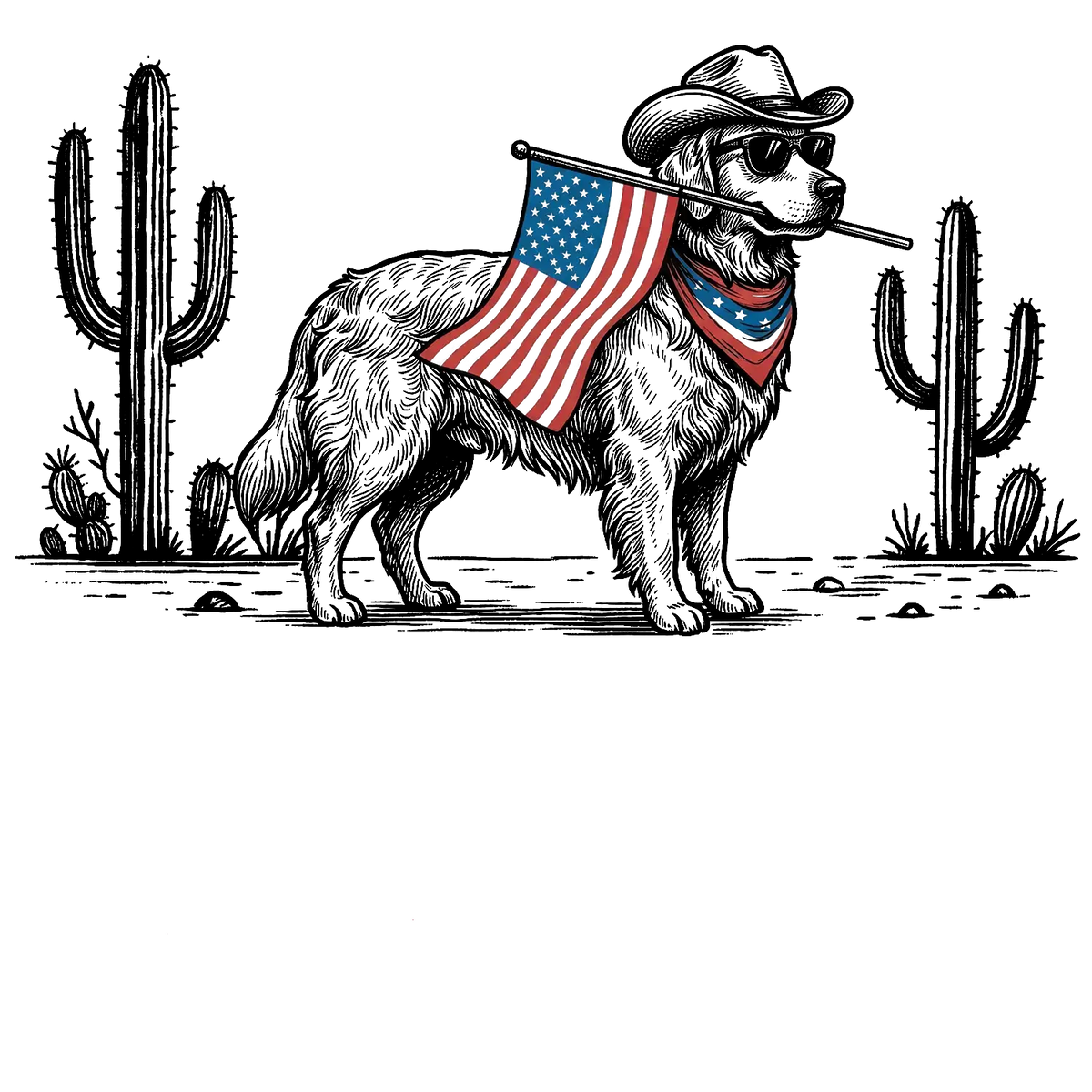 Comfort Colors Patriotic Dog T-Shirt For 50+ Dog Breeds, Western Cowboy Style, 4th Of July Gift For Dog Lovers, Usa Flag Shirt, Apparel Made In The Usa
