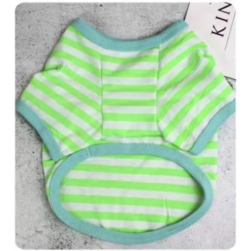 Soft Cotton Striped Casual Graphic Pet Vest - Multi-Size, Moisture-Wicking, Breathable Fabric Cooling Summer Tank Top for Small Animals (Chihuahua, Pug Puppy) Pet Clothing Accessories (S-XXL)