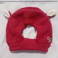 Polyester Knitted Dog Hat - One-Size, Quiet Ears Noise Protection, Soft Winter Warmth, Comfortable Orange Hoodie for Medium & Large Dogs