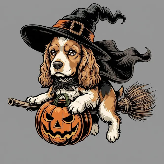 Custom Dog Comfort Colors 50+ |Funny Halloween Themed Shirt for Dog Lovers |Breed Specific Witch Costume Dog Print Tee Cute Halloween Style | Halloween Gift for Dog Lovers