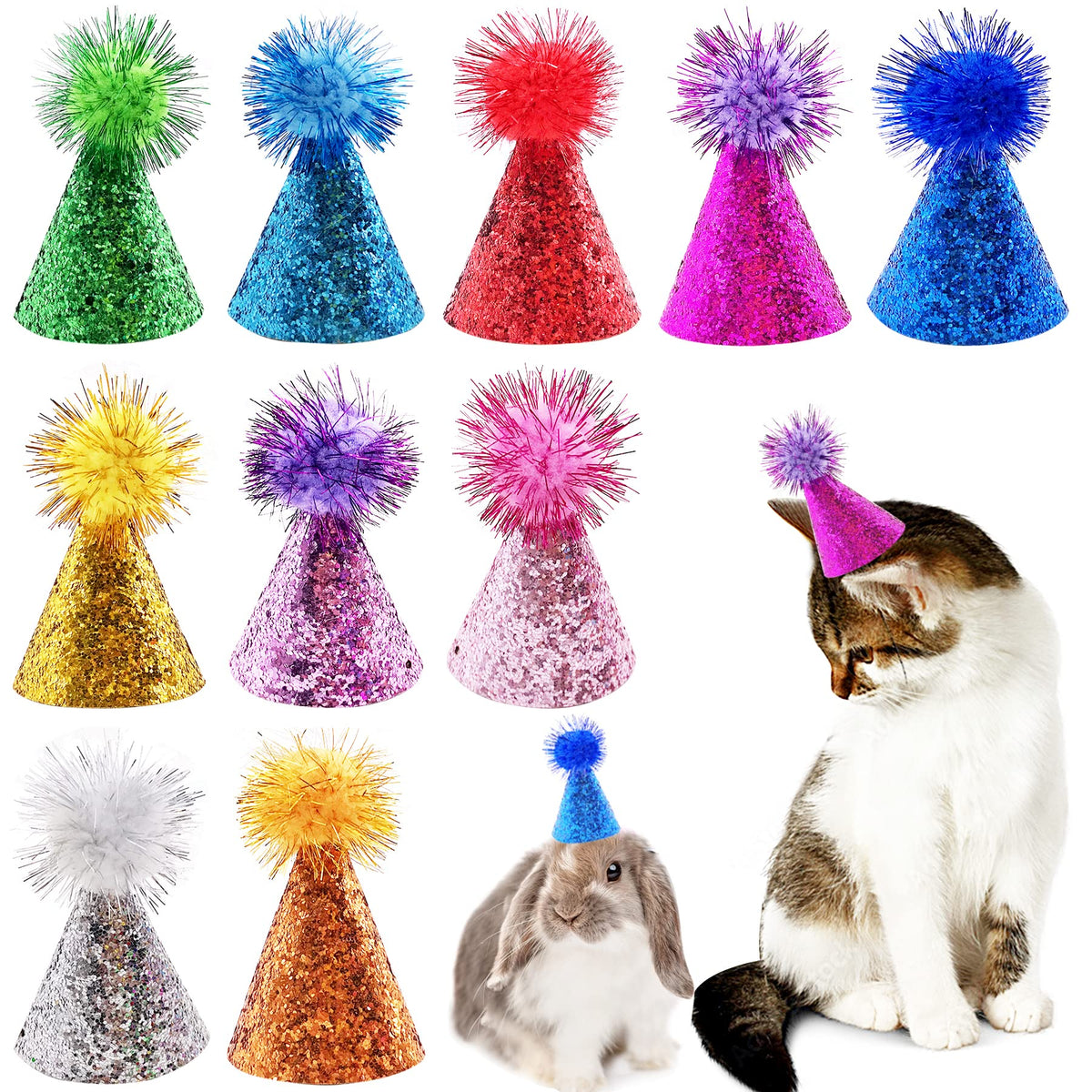 PET SHOW 10 Pack Mini Small Dog Party Hats