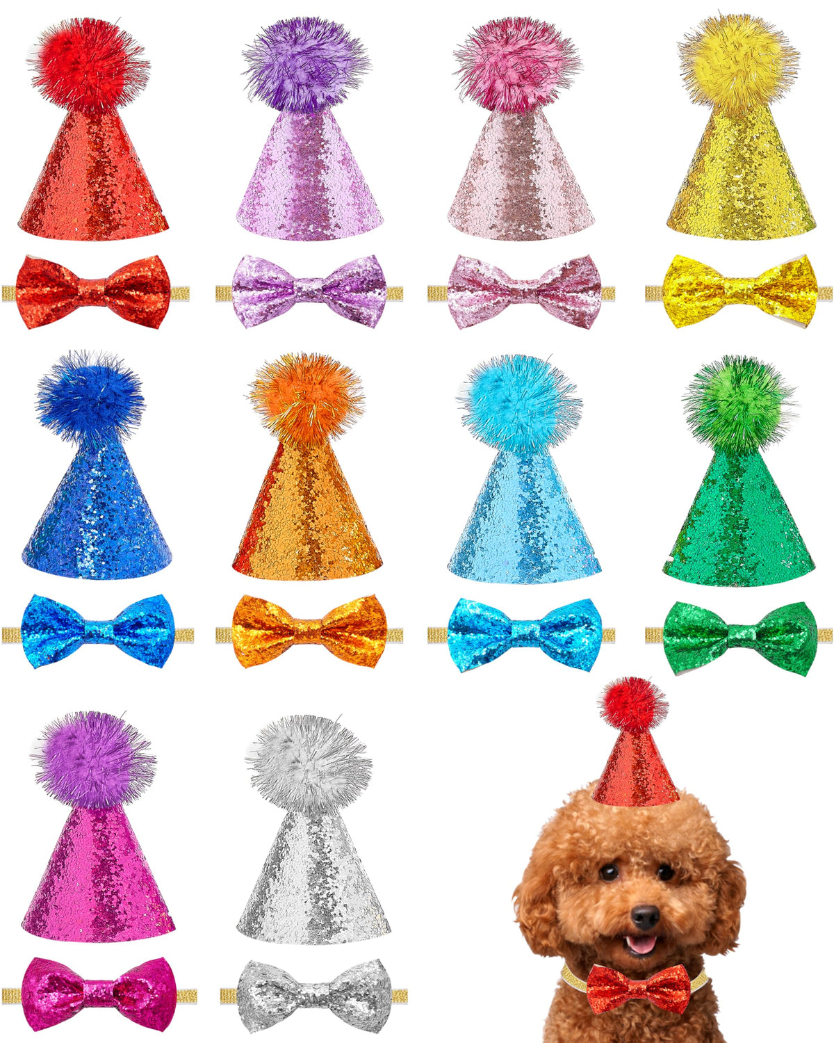 PET SHOW 10 Pack Mini Small Dog Party Hats