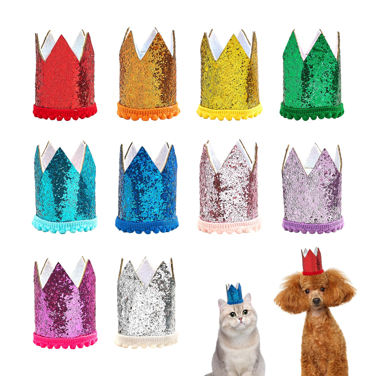 PET SHOW 10 Pack Mini Small Dog Party Hats