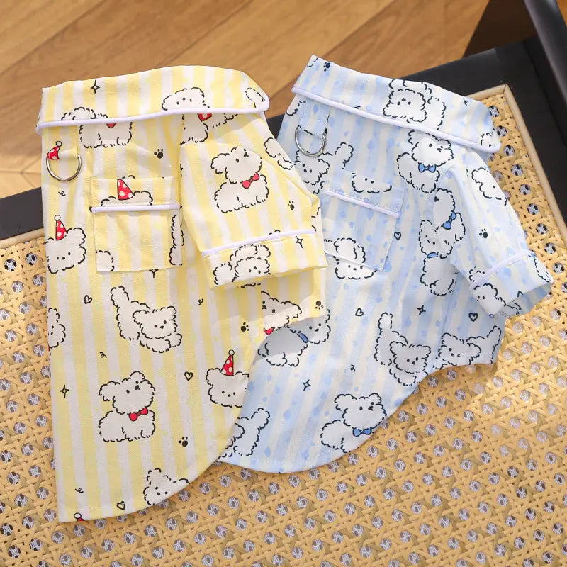 Dog & Cat 1-Piece All-Seasons Puppy Clothes - Breathable Cotton Sleepwear, Skin-Friendly Indoor Loungwear for Medium-Size Pets