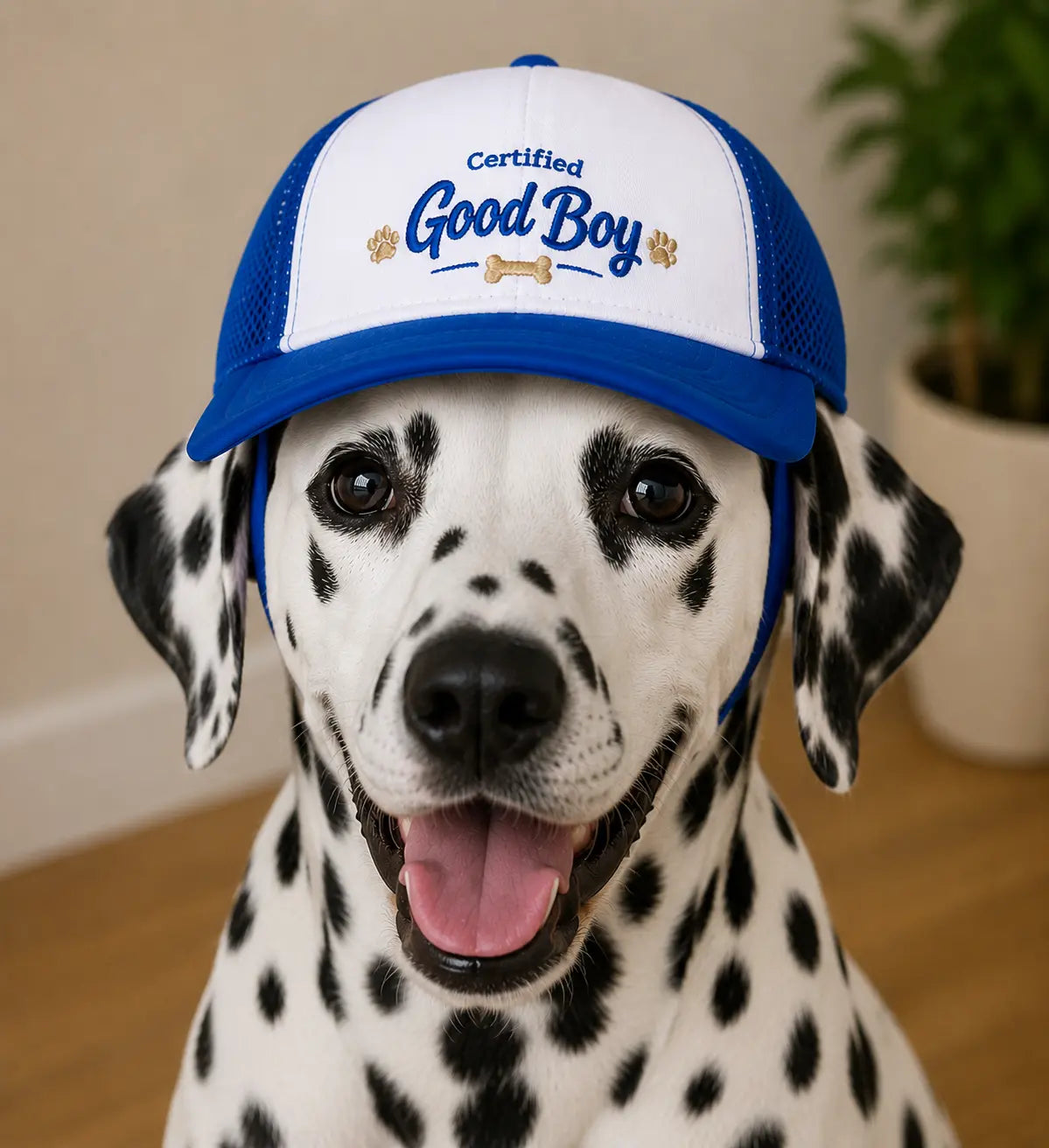 Veterinarian-Certified UV Protection Fabric Dog Foam Trucker Hat - Furfect Fit System, Multi-Size (Small,Large), Cool Ventilation, Adjustable Chin Strap, Eye Safety, All-Seasons Mesh Cap for Sun Adventures, Universal Fit, Certified Good Boy Gear