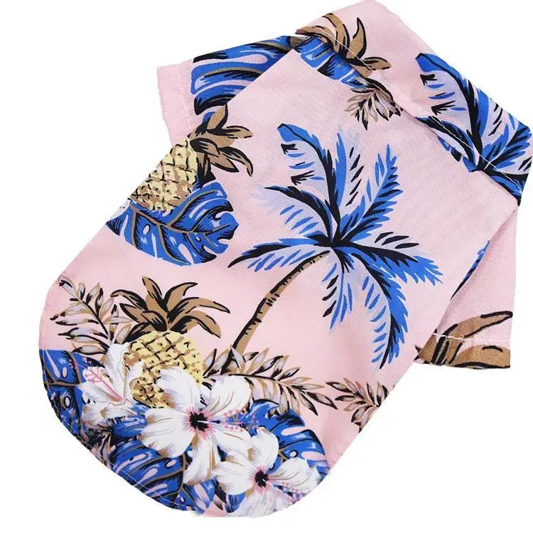 Dog & Cat 1-Piece Hawaiian Shirt, Vibrant Flower & Pineapple Print Casual Summer Pet Clothing for Small-Medium Puppies, One-Piece