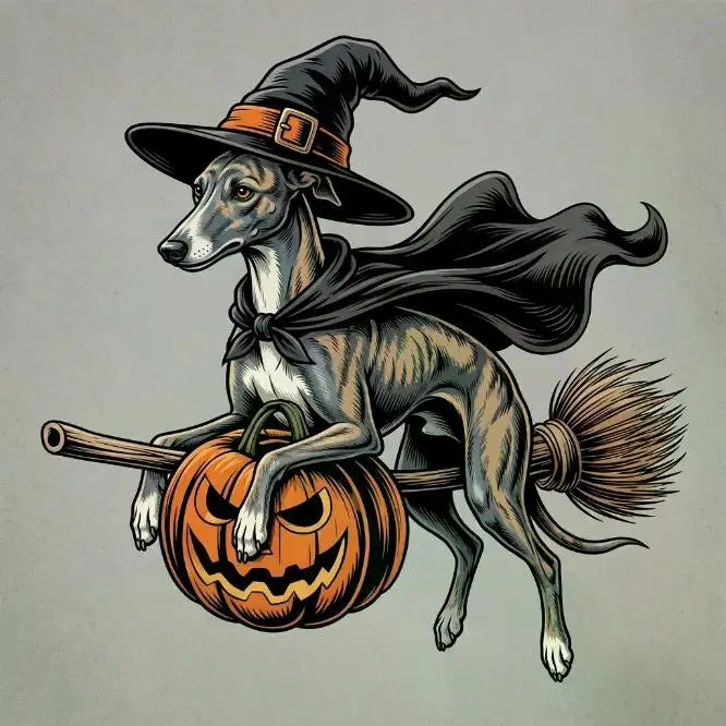 Comfort Colors Burnt Orange Custom Witch Costume Dog Halloween T-Shirt, 50+ Dog Breeds Available, Funny Spooky Pet Lover Tee