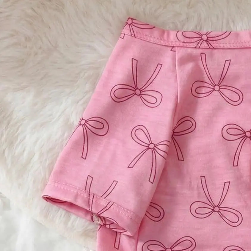 Cute Bowknot Charm Multi-Size 1-Piece Casual Long-Sleeve Pet Pajamas for Small Dogs/Cats/Rabbits - Comfortable Home Wear for Yorkshire Terrier, Maltese, Teddy, Bichon, Pomeranian, Bulldog - A0008, Sohochic