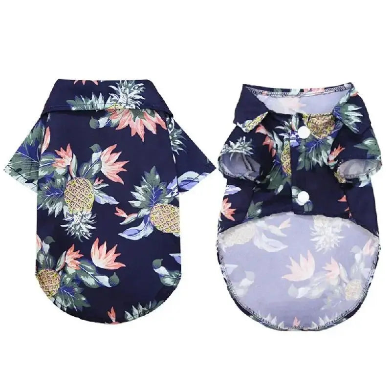 Dog & Cat 1-Piece Hawaiian Shirt, Vibrant Flower & Pineapple Print Casual Summer Pet Clothing for Small-Medium Puppies, One-Piece