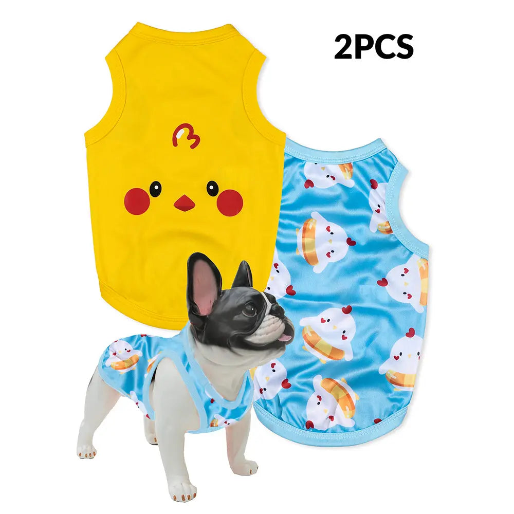 Small Pet Exclusive Set, Puppy Clothes, Base Cow Face + Cow Pattern Sleeveless Shirt, Soft and Non-Irritating, Cute for Walks
