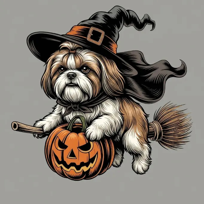 Custom Dog Comfort Colors 50+ |Funny Halloween Themed Shirt for Dog Lovers |Breed Specific Witch Costume Dog Print Tee Cute Halloween Style | Halloween Gift for Dog Lovers