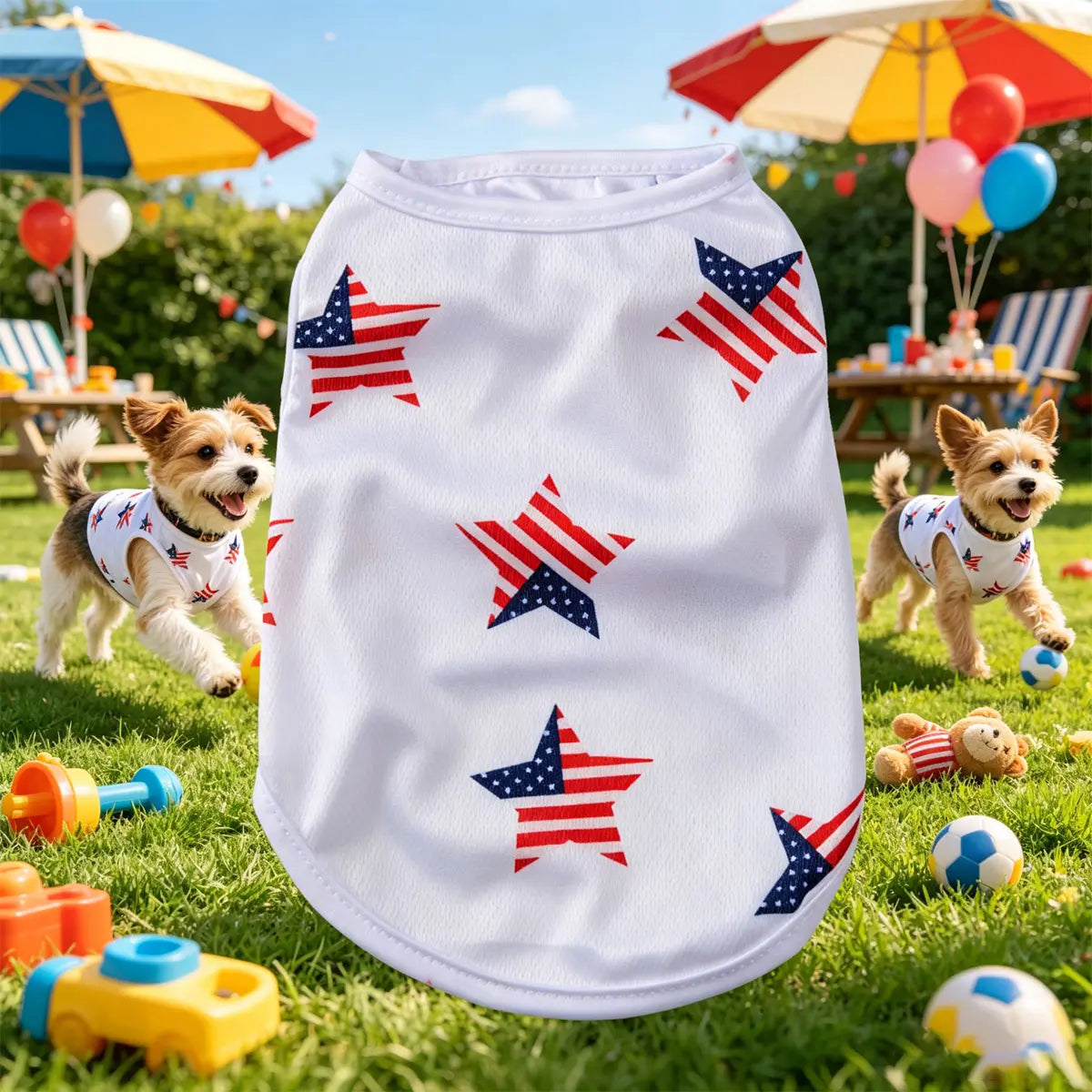 American Flag Dog Vest, Breathable Mesh Soft Lightweight, Small Dogs Patriotic Summer Clothes, Pet Clothing for Spring and Summer, Puppy Clothes