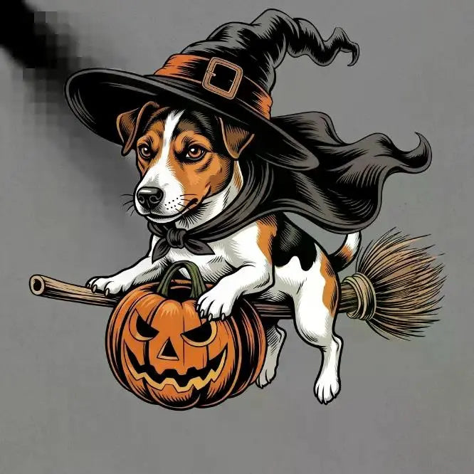 Comfort Colors Burnt Orange Custom Witch Costume Dog Halloween T-Shirt, 50+ Dog Breeds Available, Funny Spooky Pet Lover Tee