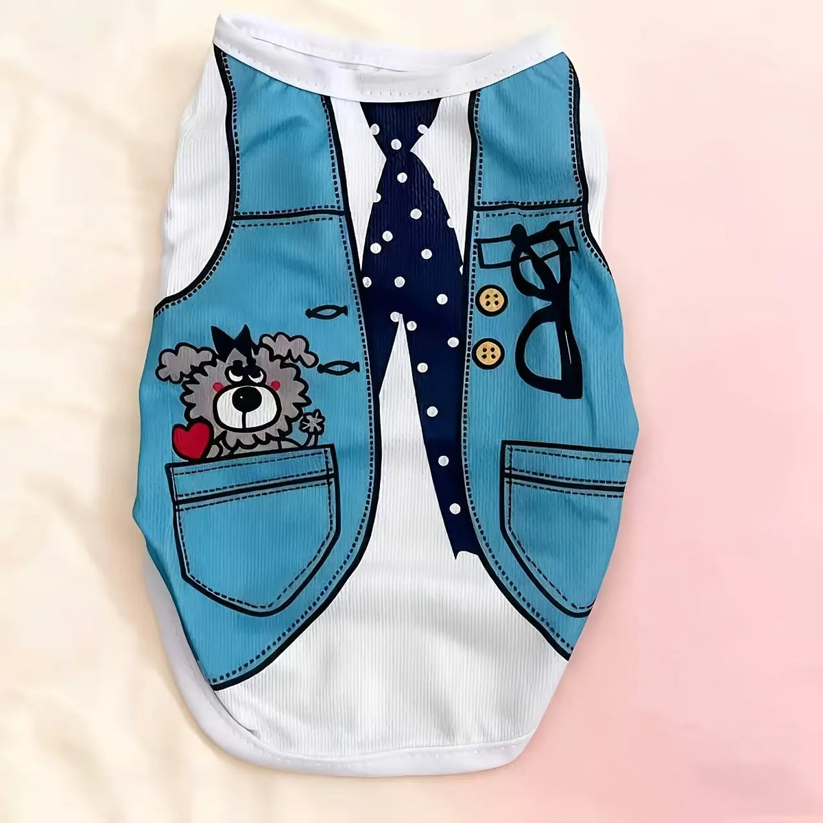 Small Dog Breathable Lightweight Short-Sleeved Vest Shirt - Casual Daily Wear Pet Clothing for Teddy Bear Supplies, Size S