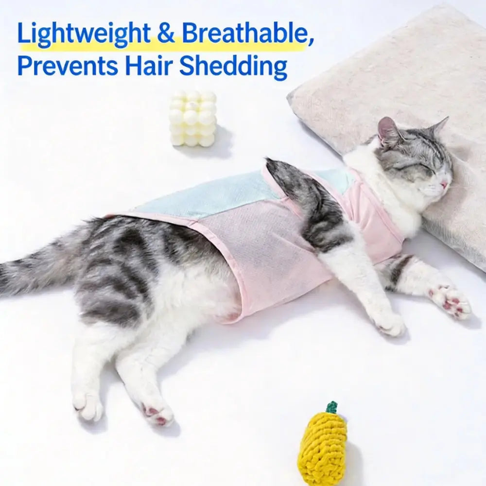 Pet Summer Macaron Ice Silk Mesh Sunscreen Cool Traction Tank Top Shirt, Made of High Elasticity, Lightweight, Cool and Breathable Fabric, Suitable for Small and Medium sized Kittens, Cats and Dogs for Outdoor Outside Traction, Ideal Summer Clothes