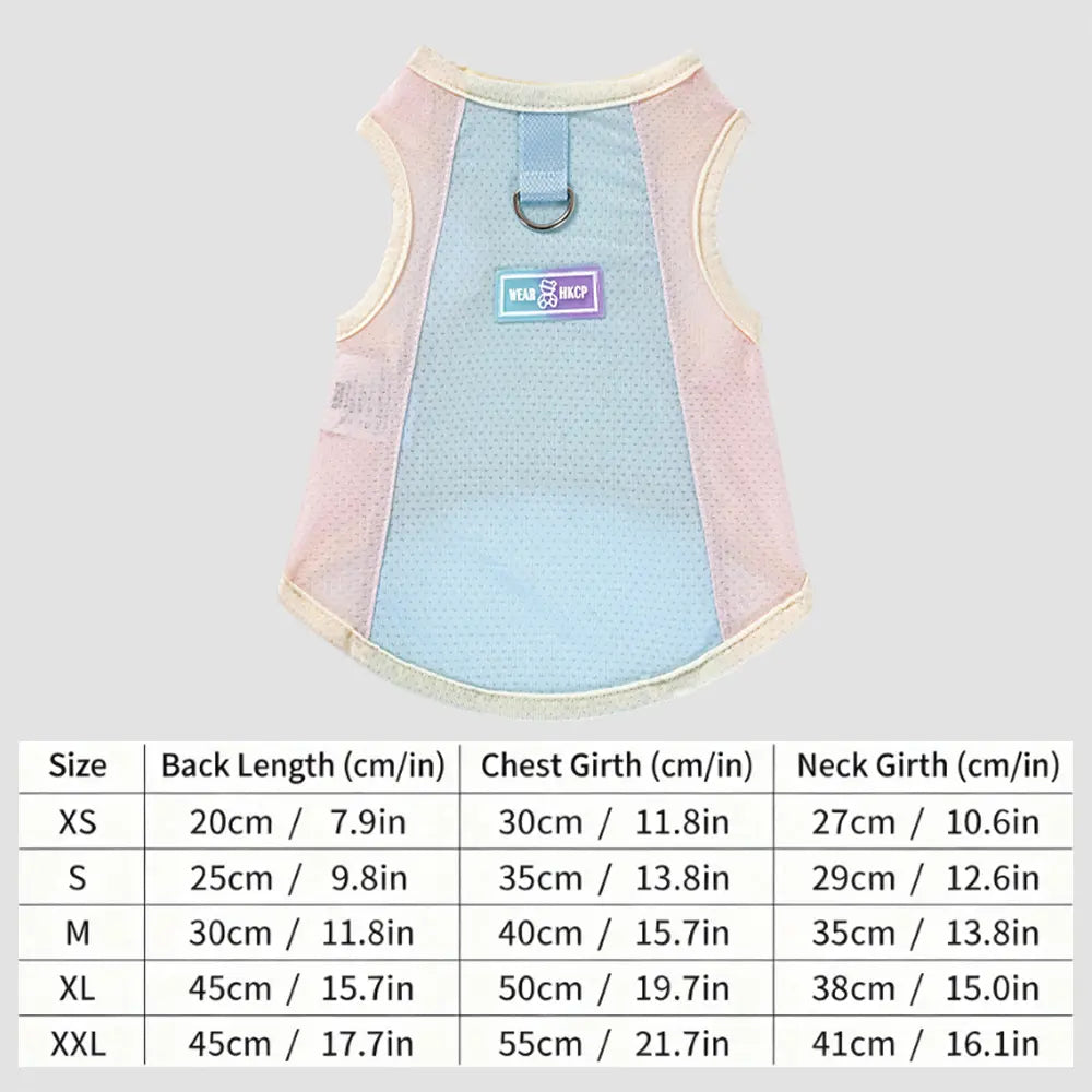 Pet Summer Macaron Ice Silk Mesh Sunscreen Cool Traction Tank Top Shirt, Made of High Elasticity, Lightweight, Cool and Breathable Fabric, Suitable for Small and Medium sized Kittens, Cats and Dogs for Outdoor Outside Traction, Ideal Summer Clothes