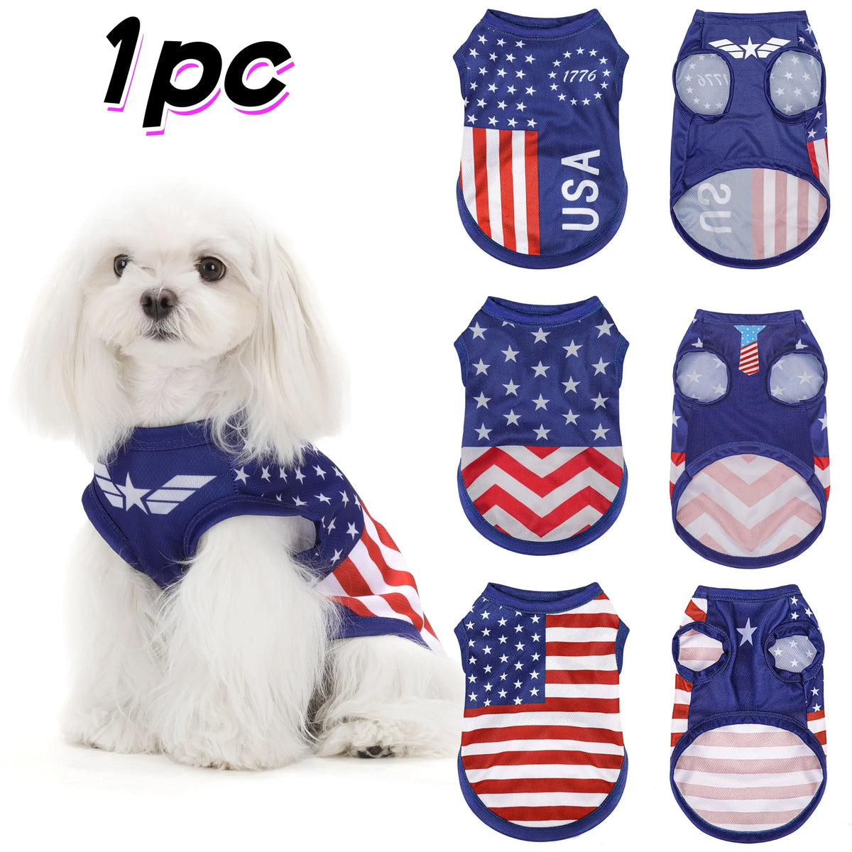 American Flag Dog Vest, Breathable Mesh Soft Lightweight, Small Dogs Patriotic Summer Clothes, Pet Clothing for Spring and Summer, Puppy Clothes