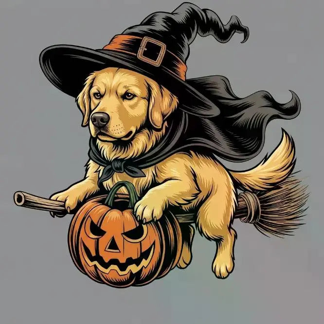 Comfort Colors Burnt Orange Custom Witch Costume Dog Halloween T-Shirt, 50+ Dog Breeds Available, Funny Spooky Pet Lover Tee