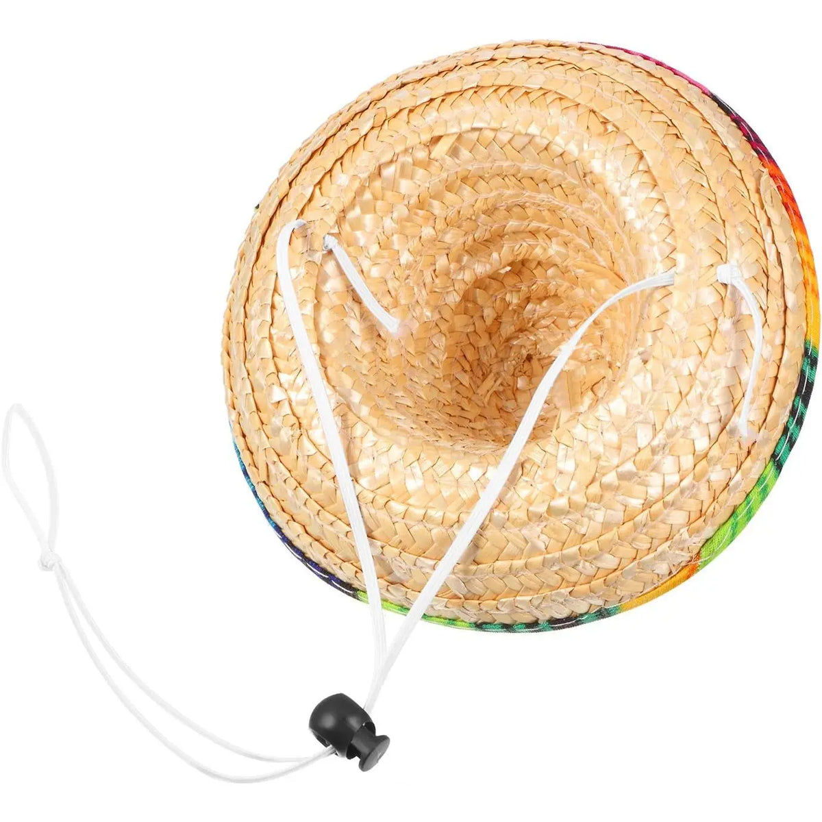 Small Dog 2-Piece Fiesta Costume Set - Rainbow Fabric Adjustable Buckle Serape Poncho, 3-in Height Mexican Straw Sombrero (1.5-in Head Space Diameter, 3-in Brim Diameter), Lightweight for Chihuahua, Birthday Pet Supplies, Full of Happy Fiesta Atmosphere