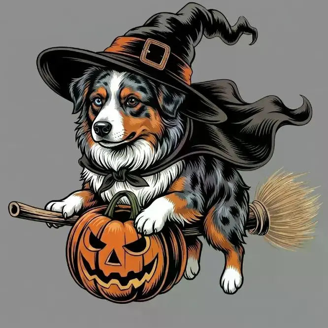 Comfort Colors Burnt Orange Custom Witch Costume Dog Halloween T-Shirt, 50+ Dog Breeds Available, Funny Spooky Pet Lover Tee
