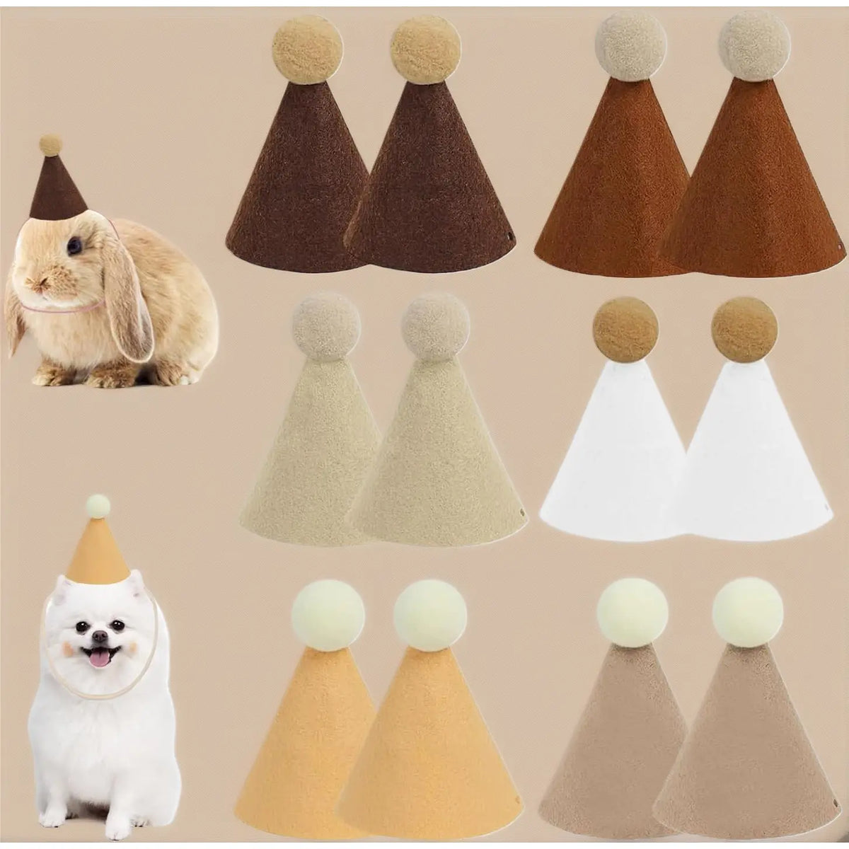 Adorable Animal Birthday Hats Set for Stuffed Toys-Pets, Festive Party Decorations, Photo Props for Animal Lovers