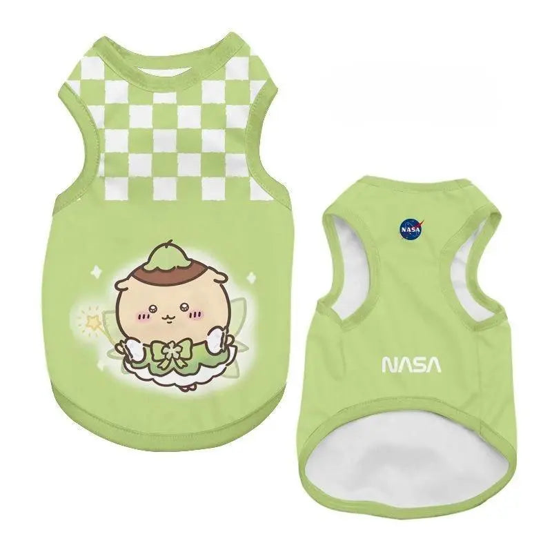 Chiikawa Pet Vest Summer Mesh Dog Clothes Cartoon Design Breathable Puppy Shirt For Small Dogs Cats Fashion Pet Supply Gift
