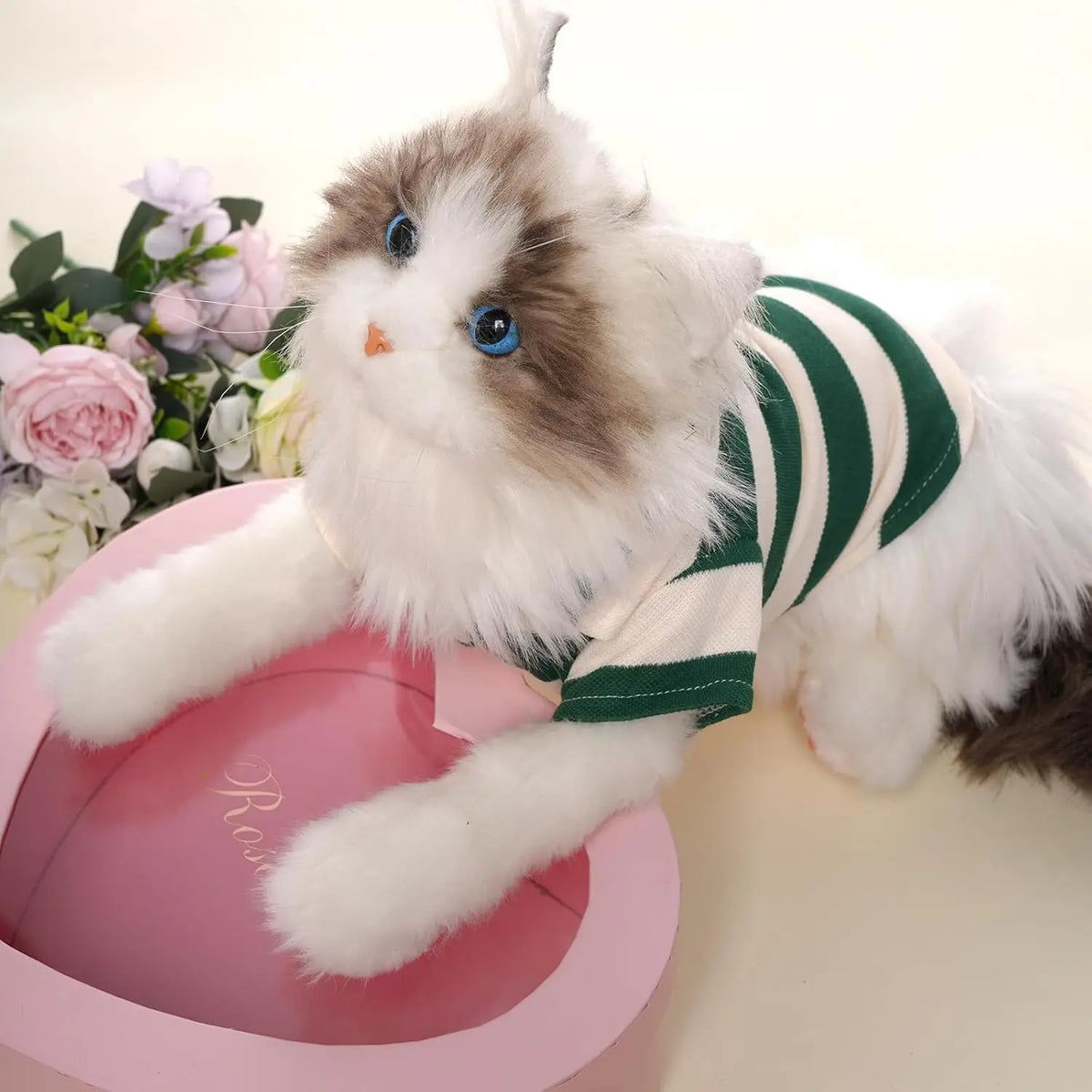 Multi-Size Collared Dog Button-Up Polo Shirt with Striped Collar - Summer Pet Shirt for Small-Medium Dogs, 1-Piece Cat Clothing, One-Piece