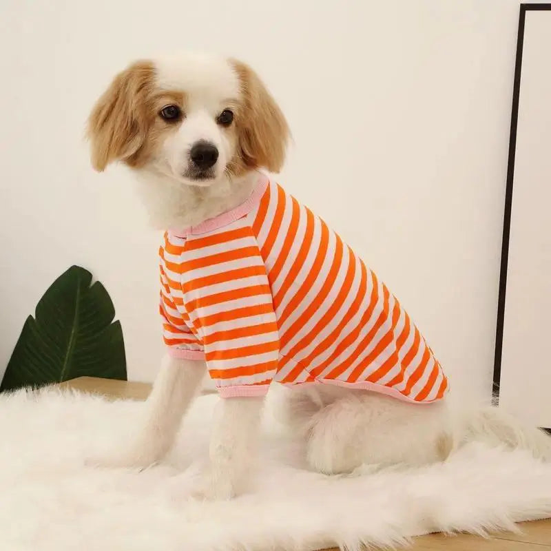 Soft Cotton Striped Casual Graphic Pet Vest - Multi-Size, Moisture-Wicking, Breathable Fabric Cooling Summer Tank Top for Small Animals (Chihuahua, Pug Puppy) Pet Clothing Accessories (S-XXL)