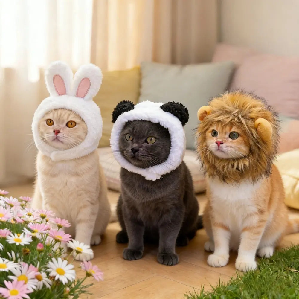 Soft bear-shaped pet head cover fits small pets like cats, Teddy and Bichon. Perfect for pet photos, lovely and versatile, great for personal use or gifting