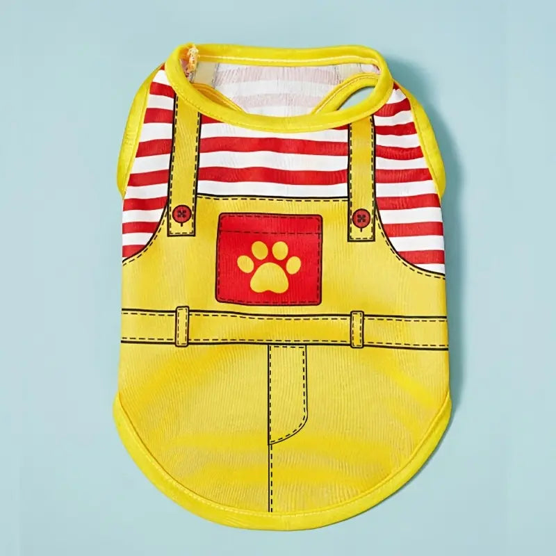 Pet Dog Cat Cartoon Burger Pattern Harness Strap + Breathable Cooling Vest Set, Husky Clothes Ideal for Cats and Dogs, Comfortable Pet Gear
