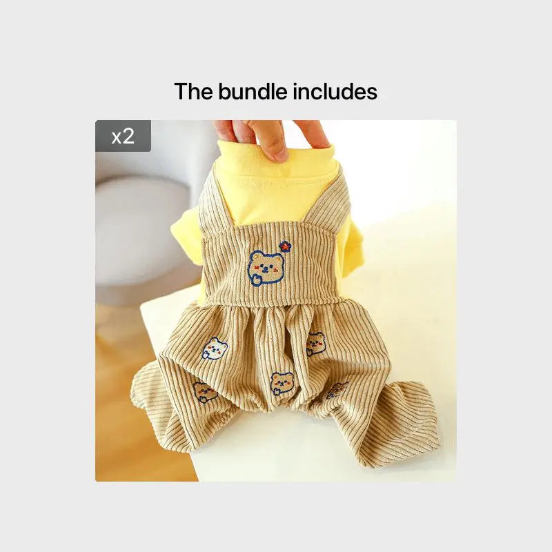 Small Breed Dog Knit Jumpsuit Costume - All-Seasons Polyester Fiber Clothes, Universal Fit, Snap Button Closure, for Teddy Bear/Maltese, Hand Wash Only, Size S, Festive Christmas Design
