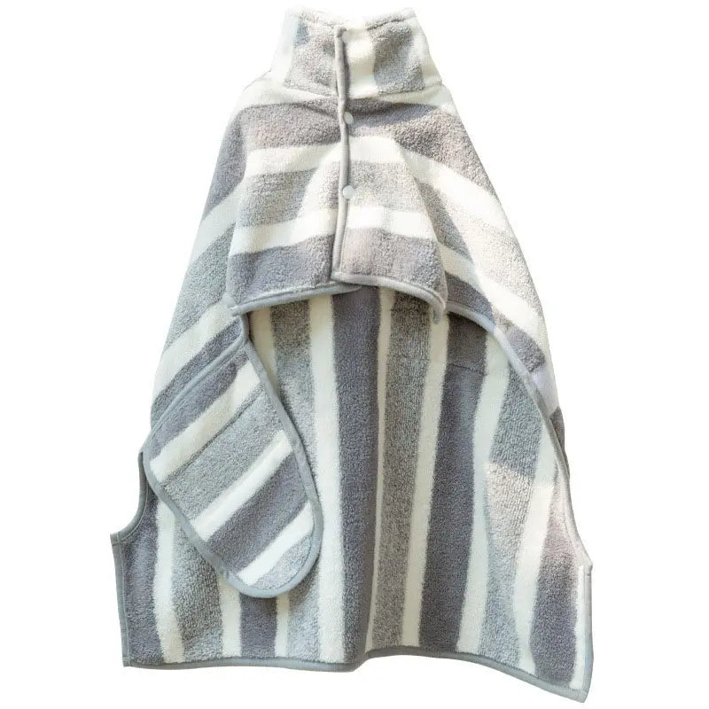 Striped Dog Surgical Jumpsuit, Long Sleeved Pajamas Bathrobe, Thickened Absorbent Quick Drying, Pet Clothing