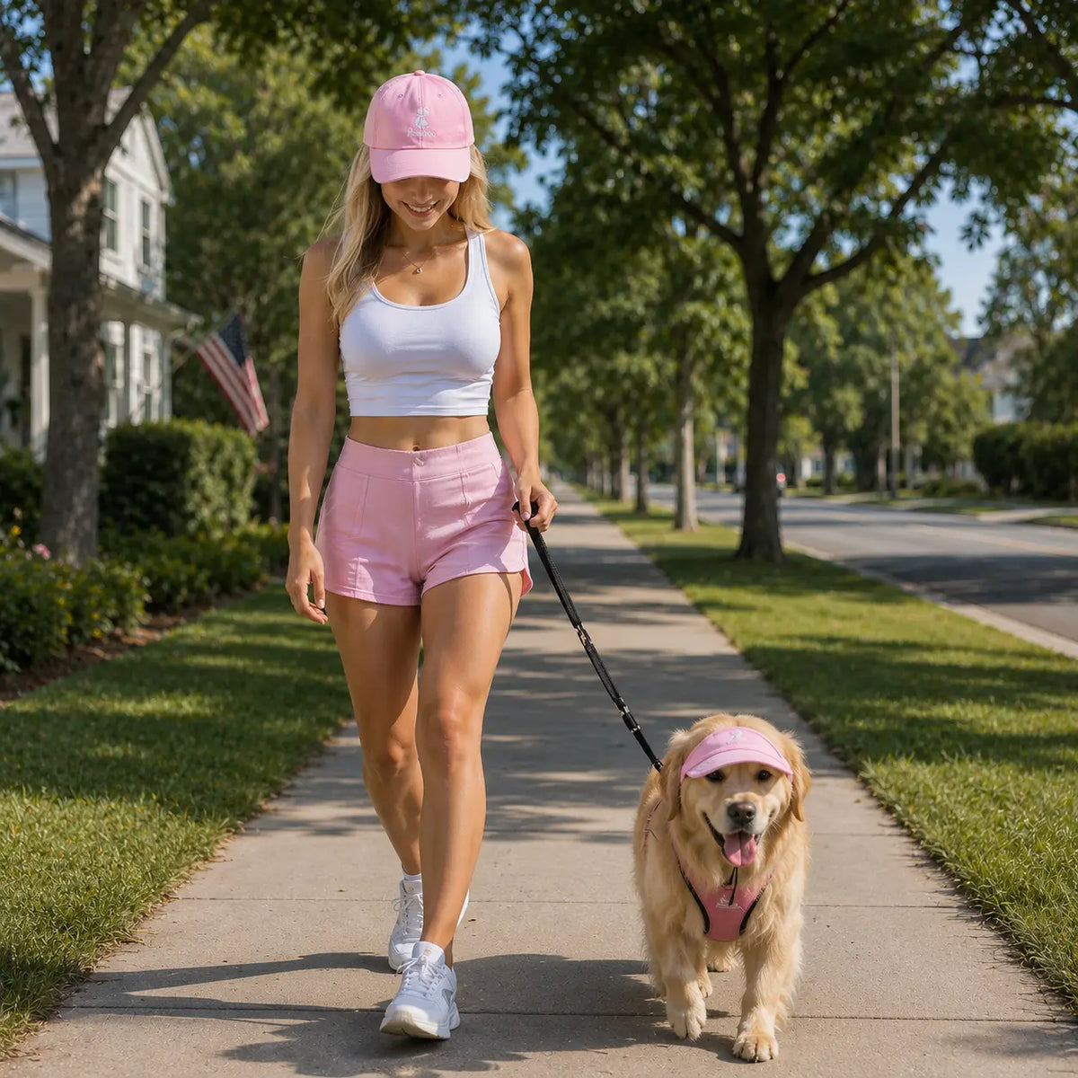 Matching Owner & Dog Baseball Cap Set  Adjustable Cotton Pet Visor with Ear Holes | UV Sun Protection Dog Mom & Dad Gift | Breathable & Machine Washable Outdoor Fashion (2PC Set)