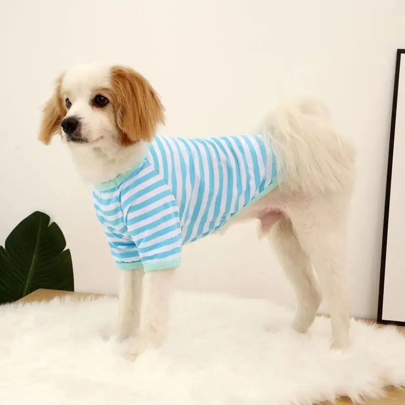 Soft Cotton Striped Casual Graphic Pet Vest - Multi-Size, Moisture-Wicking, Breathable Fabric Cooling Summer Tank Top for Small Animals (Chihuahua, Pug Puppy) Pet Clothing Accessories (S-XXL)