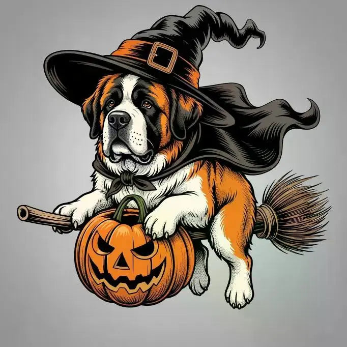 Comfort Colors Burnt Orange Custom Witch Costume Dog Halloween T-Shirt, 50+ Dog Breeds Available, Funny Spooky Pet Lover Tee