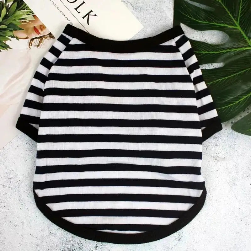Soft Cotton Striped Casual Graphic Pet Vest - Multi-Size, Moisture-Wicking, Breathable Fabric Cooling Summer Tank Top for Small Animals (Chihuahua, Pug Puppy) Pet Clothing Accessories (S-XXL)